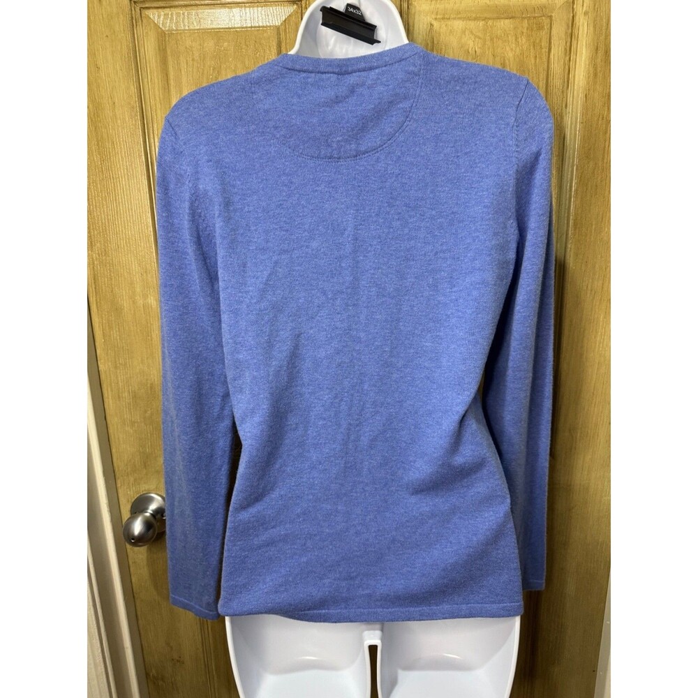 J.MCLAUGHLIN Sweater Womens S Button Up Cardigan Blouse Cotton Blend Blue - Picture 2 of 6